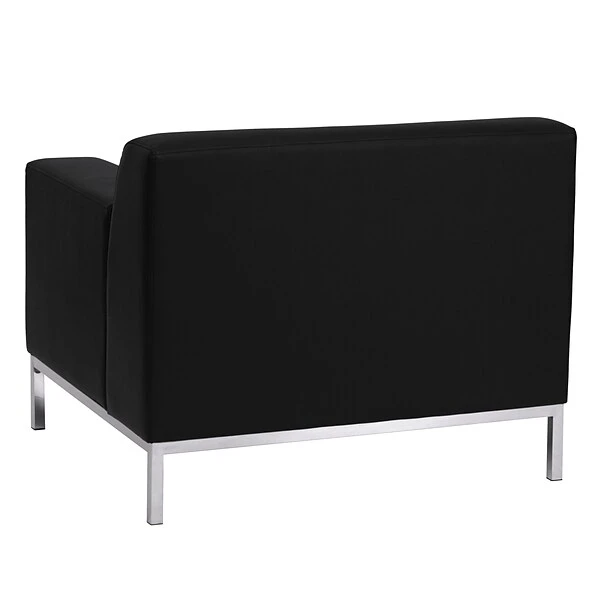 Flash Furniture HERCULES Definity Contemporary Leather Chair With Stainless Steel Frame, Black - Image 2