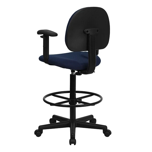 Flash Furniture Ergonomic Fabric Drafting Stool, Adjustable Arms, Navy Blue (BT659NVYARMS) - Image 5