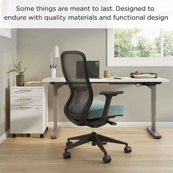 Union & Scale™ Workplace2.0™ Ayalon Mesh Back Fabric Task Chair, Black/Teal (UN59410) - Image 4