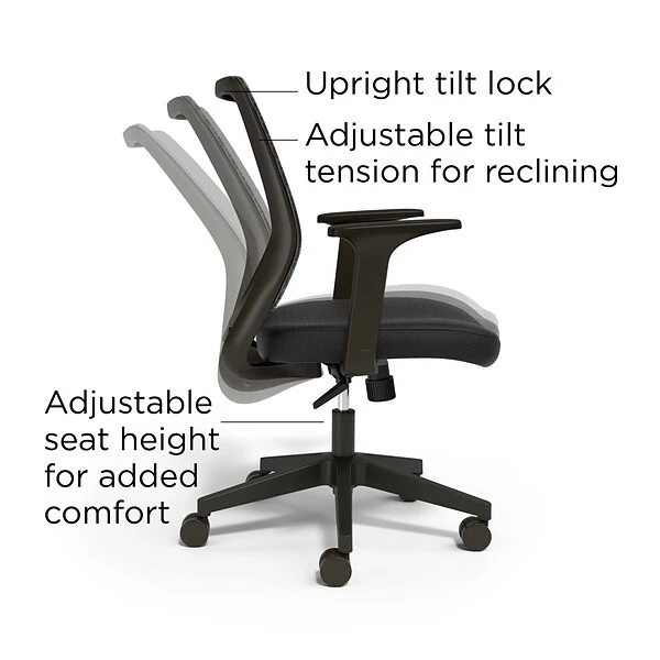 Union & Scale™ Essentials Ergonomic Fabric Swivel Task Chair, Black (UN56947) - Image 2