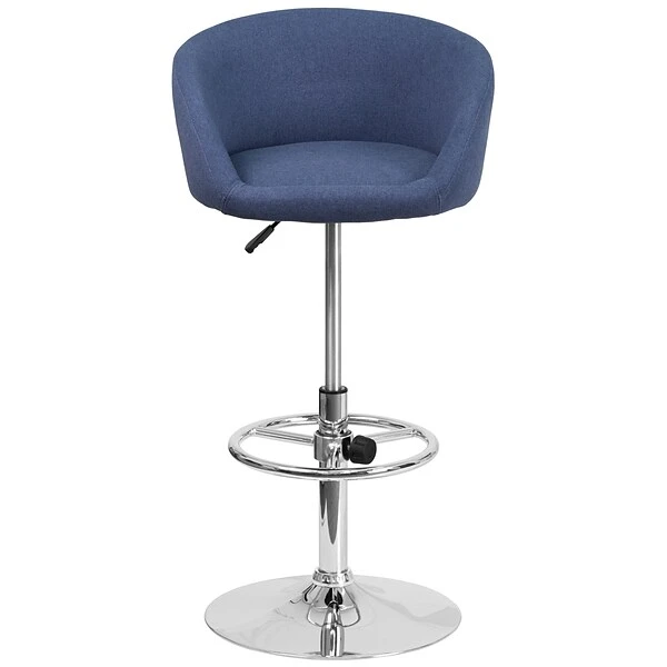 Flash Furniture Contemporary Fabric Adjustable Height Barstool With Back, Blue (CHTC31066LBLFAB) - Image 7