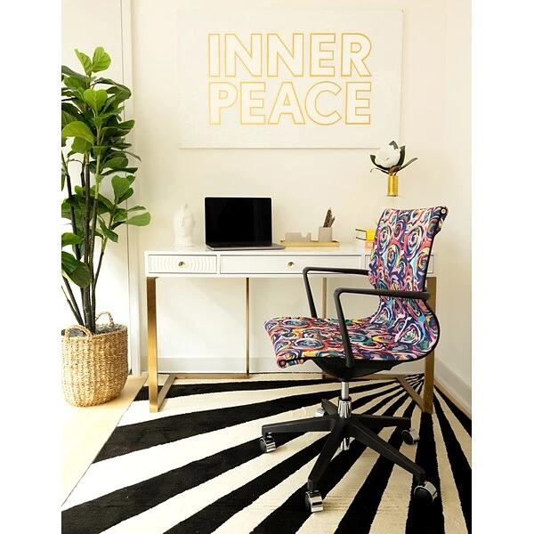 The Raynor Group Elizabeth Sutton Wynwood Fabric Swivel Task Chair, Multi Rose Black Silver (K-ESWY-BLK-ROSE-SIL) - Image 7