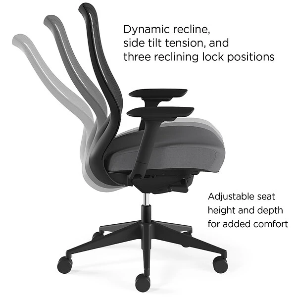 Union & Scale™ Workplace2.0™ Ergonomic Ayalon Mesh Back Fabric Task Chair, Black/Gray (UN59409) - Image 2