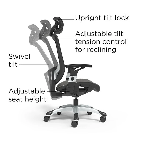 Quill Brand® Hyken Technical Mesh Task Chair, Charcoal Gray - Image 2