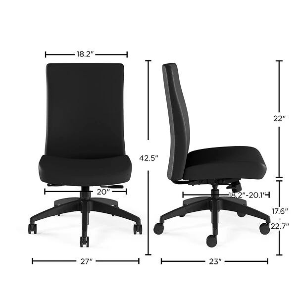 Union & Scale™ Workplace2.0™ Task Chair Upholstered, Armless, Black Vinyl Synchro Tilt (54167) - Image 6