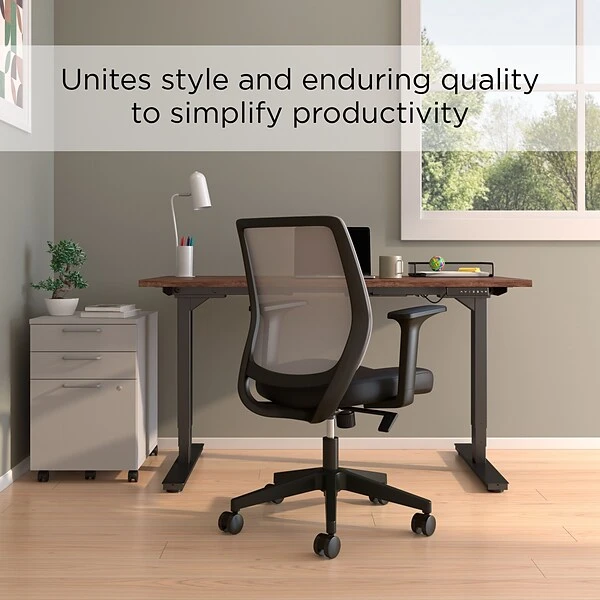 Union & Scale™ Essentials Ergonomic Fabric Swivel Task Chair, Black (UN56947) - Image 4