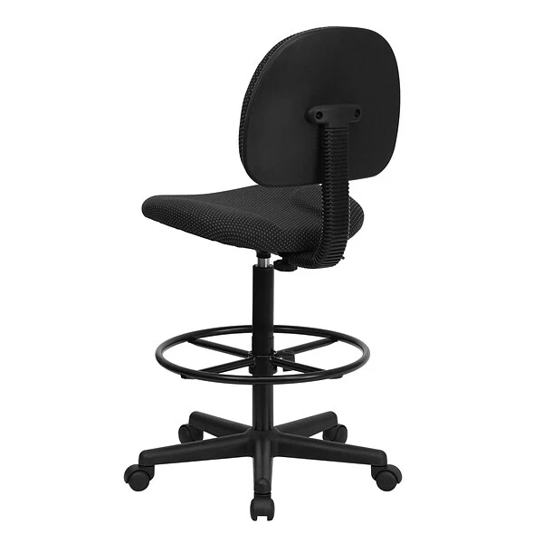 Flash Furniture Mid Back Fabric Ergonomic Drafting Stool, Black - Image 5