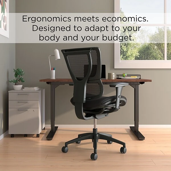 Union & Scale FlexFit™ 1500TF Ergonomic Fabric Swivel Task Chair, Black (UN50584) - Image 4