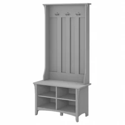 Bush Furniture Salinas Hall Tree With Storage Bench, Cape Cod Gray (SAL001CG)