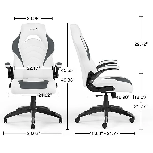 Staples Emerge Vortex Bonded Leather Gaming Chair, White And Gray (52503) - Image 7