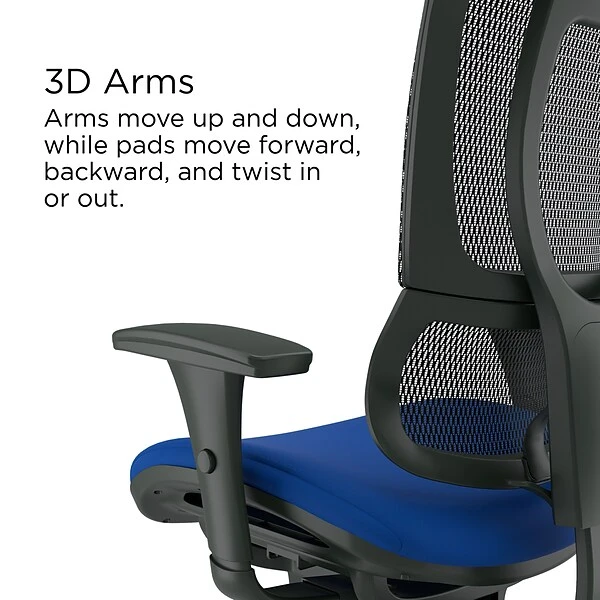 Union & Scale FlexFit™ Ergonomic 1500TF Mesh Back Fabric Task Chair, Blue/Black (UN59413) - Image 3