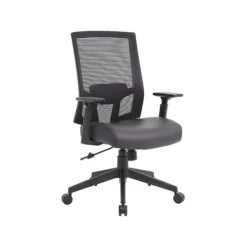 Boss Mesh/Vinyl Swivel Task Chair, Black (B6044AM-BK)