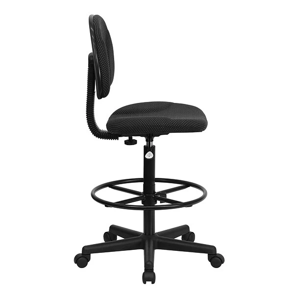 Flash Furniture Mid Back Fabric Ergonomic Drafting Stool, Black - Image 7
