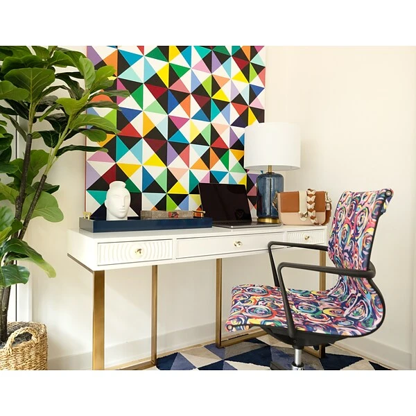 The Raynor Group Elizabeth Sutton Wynwood Fabric Swivel Task Chair, Multi Rose Black Silver (K-ESWY-BLK-ROSE-SIL) - Image 4