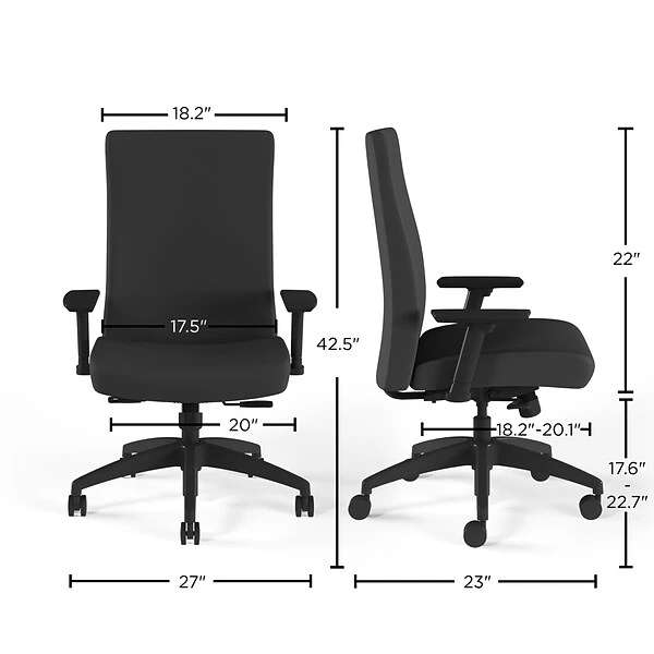 Union & Scale™ Workplace2.0™ Task Chair Upholstered 2D, Adjustable Arms, Iron Ore Fabric, Synchro Tilt (54144) - Image 6