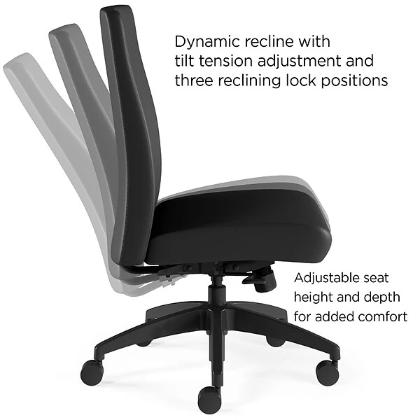 Union & Scale™ Workplace2.0™ Task Chair Upholstered, Armless, Black Vinyl Synchro Tilt (54167) - Image 2