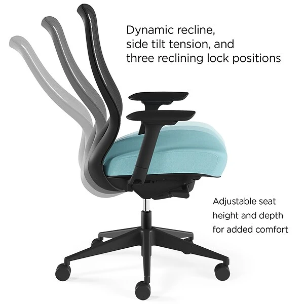 Union & Scale™ Workplace2.0™ Ayalon Mesh Back Fabric Task Chair, Black/Teal (UN59410) - Image 2