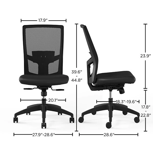 Union & Scale™ Workplace2.0™ 500 Series Armless Vinyl Task Chair, Black 52266) - Image 6