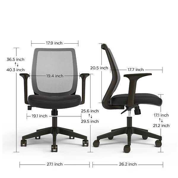 Union & Scale™ Essentials Ergonomic Fabric Swivel Task Chair, Black (UN56947) - Image 6