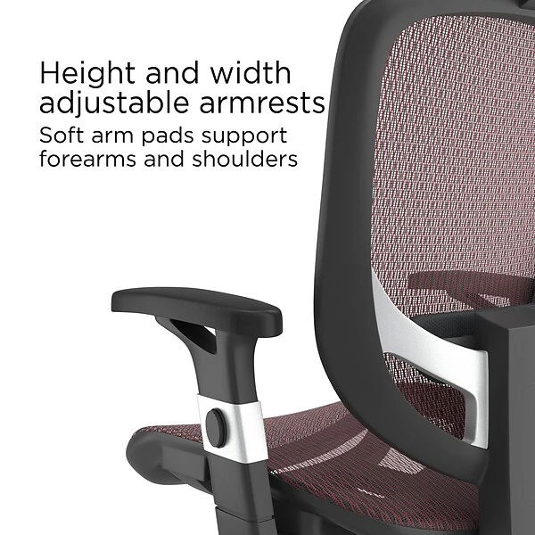 Quill Brand® Hyken Mesh Computer And Desk Chair, Red (50218) - Image 3