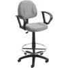Boss Deluxe Posture Fabric Drafting Stool With Swivel Base, Gray (B1617-GY)