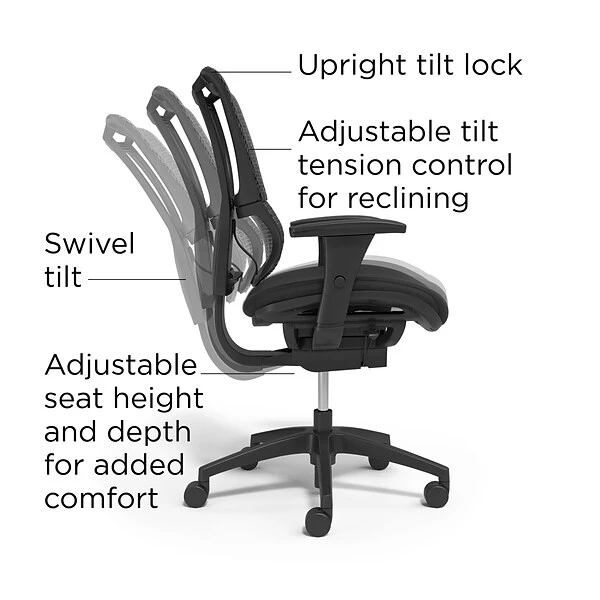 Union & Scale FlexFit™ 1500TF Ergonomic Fabric Swivel Task Chair, Black (UN50584) - Image 2