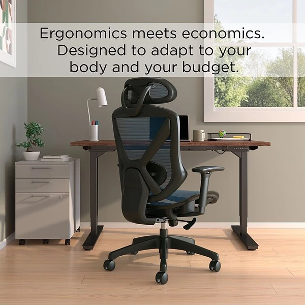 Union & Scale™ FlexFit™ Dexley Ergonomic Mesh Swivel Task Chair, Blue (UN59375) - Image 4