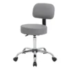 Boss Caressoft Armless Antimicrobial Medical Stool W/Back Cushion, Gray (B245-GY)