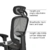 Quill Brand® Hyken Technical Mesh Task Chair, Charcoal Gray