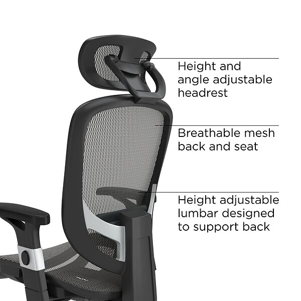 Quill Brand® Hyken Technical Mesh Task Chair, Charcoal Gray