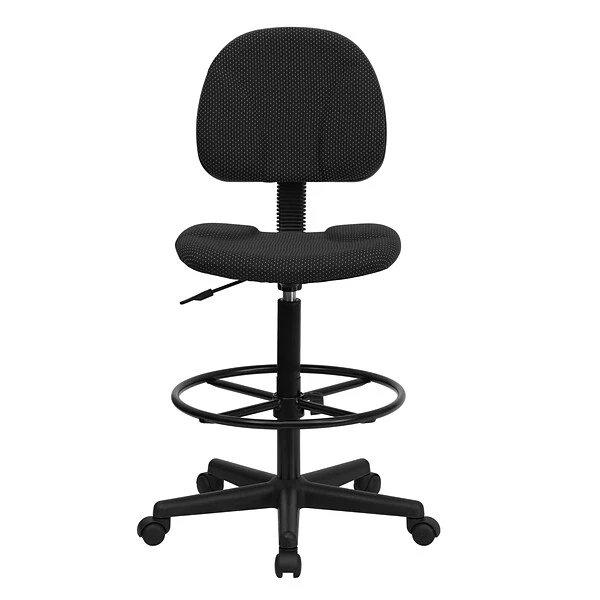 Flash Furniture Mid Back Fabric Ergonomic Drafting Stool, Black - Image 8