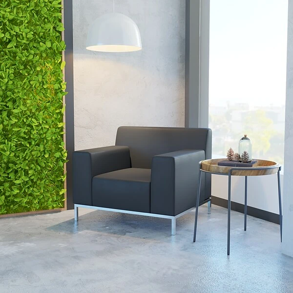 Flash Furniture HERCULES Definity Contemporary Leather Chair With Stainless Steel Frame, Black - Image 3