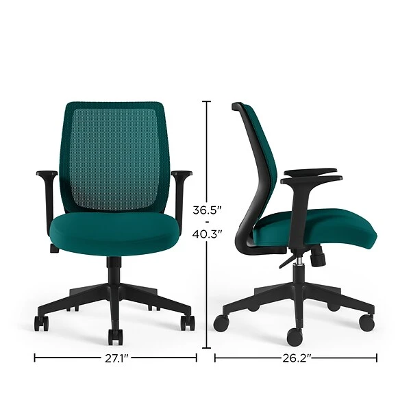 Union & Scale⢠Essentials Ergonomic Fabric Swivel Task Chair, Teal (UN60410) - Image 6