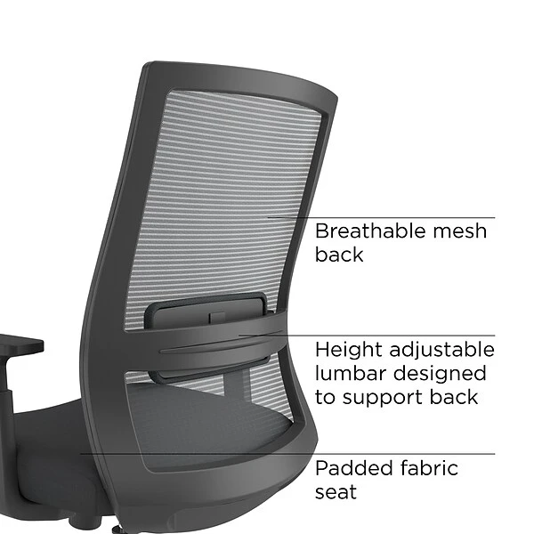 Union & Scale Prestige Marrett Ergonomic Fabric Swivel Task Chair, Black (UN53249)