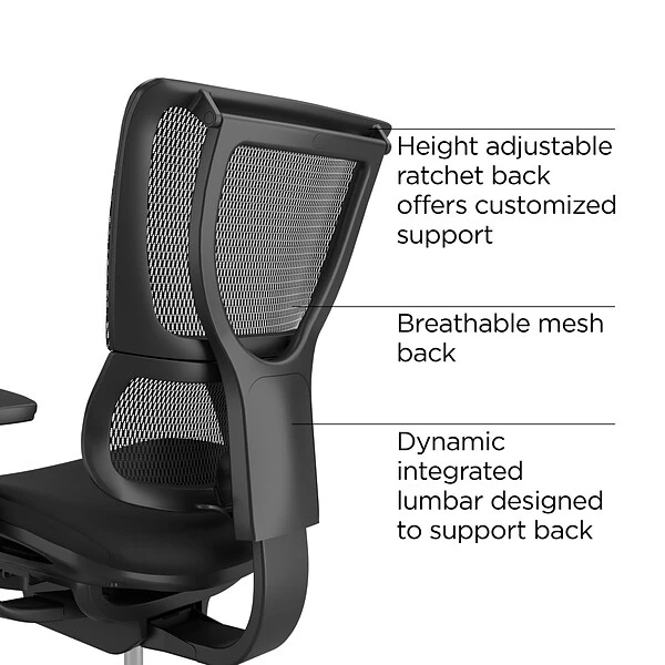 Union & Scale FlexFit™ 1500TF Ergonomic Fabric Swivel Task Chair, Black (UN50584)