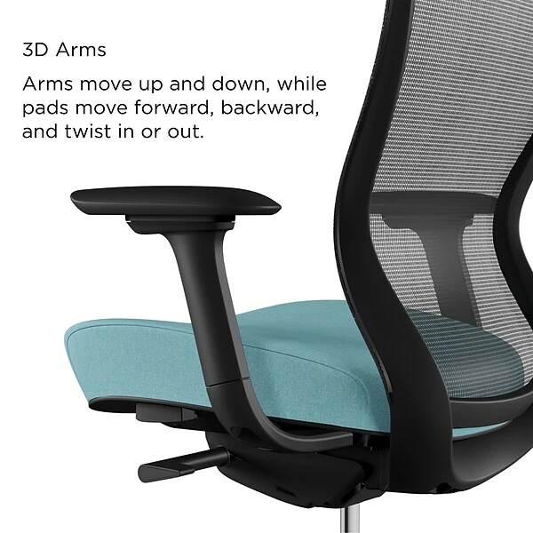 Union & Scale™ Workplace2.0™ Ayalon Mesh Back Fabric Task Chair, Black/Teal (UN59410) - Image 3