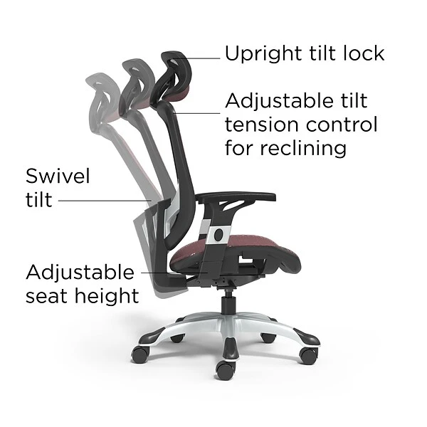 Quill Brand® Hyken Mesh Computer And Desk Chair, Red (50218) - Image 2