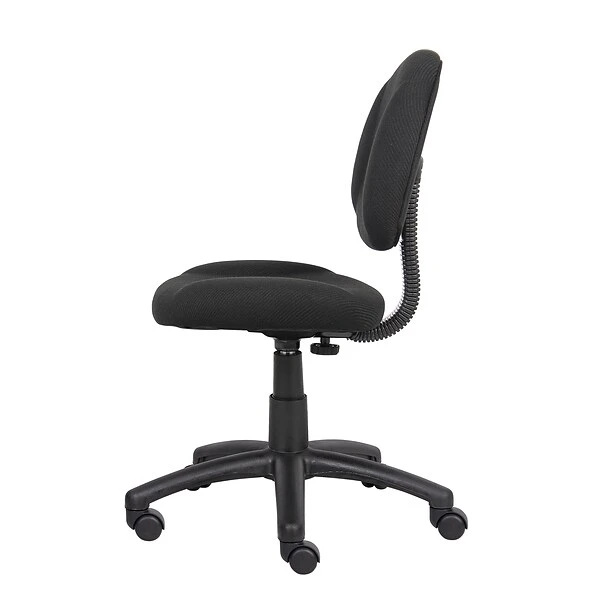 Boss Armless Ergonomic Fabric Swivel Task Chair, Black (B315-BK) - Image 2