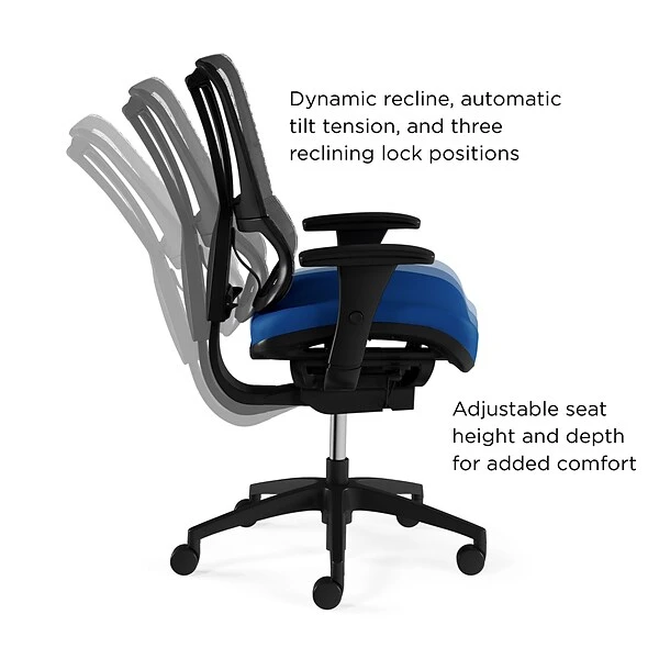 Union & Scale FlexFit™ Ergonomic 1500TF Mesh Back Fabric Task Chair, Blue/Black (UN59413) - Image 2