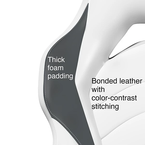 Staples Emerge Vortex Bonded Leather Gaming Chair, White And Gray (52503) - Image 8