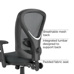 Quill Brand® Carder Mesh Back Fabric Computer And Desk Chair, Black (24115-CC)