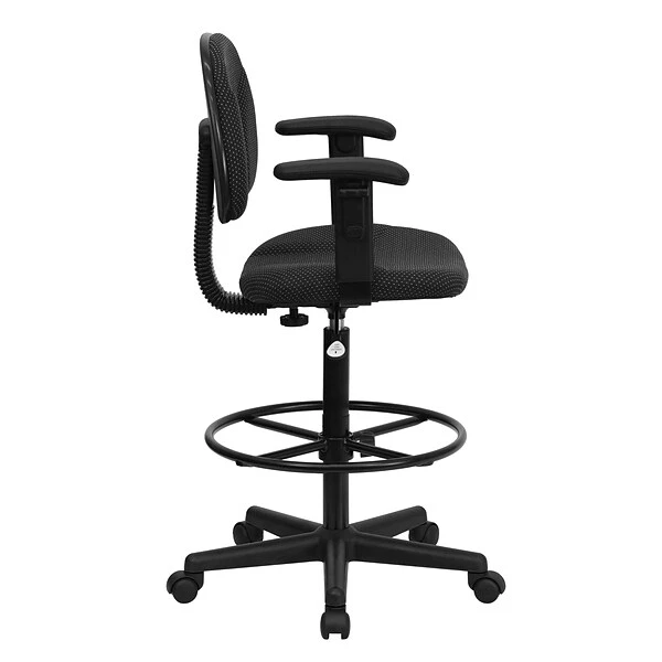 Flash Furniture Fabric And Fire-Retardant Foam Drafting Chair, Patterned Black (BT-659-BLK-ARMS-GG) - Image 6