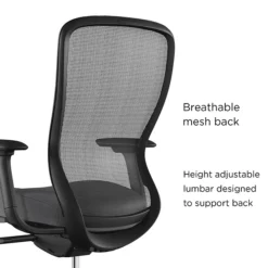 Union & Scale™ Workplace2.0™ Ergonomic Ayalon Mesh Back Fabric Task Chair, Black/Gray (UN59409)