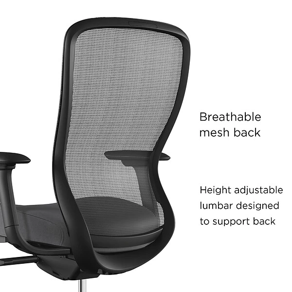 Union & Scale™ Workplace2.0™ Ergonomic Ayalon Mesh Back Fabric Task Chair, Black/Gray (UN59409)