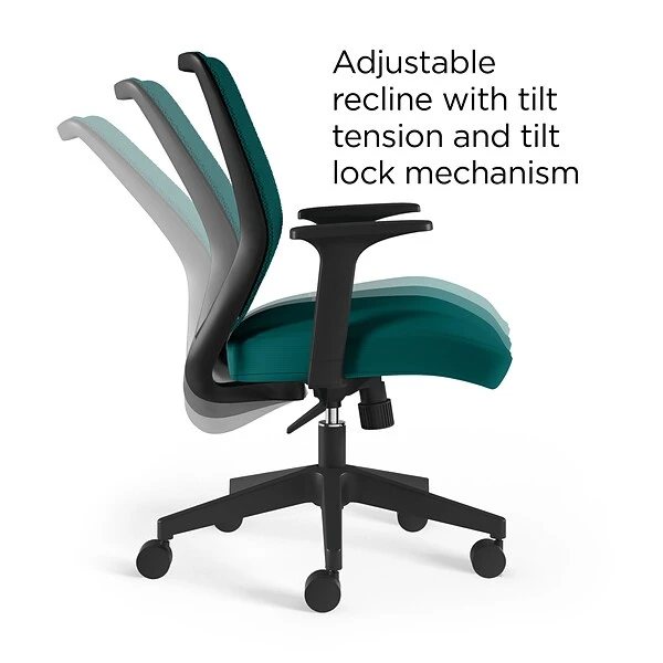 Union & Scale⢠Essentials Ergonomic Fabric Swivel Task Chair, Teal (UN60410) - Image 3