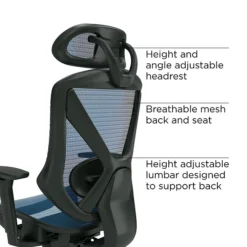 Union & Scale™ FlexFit™ Dexley Ergonomic Mesh Swivel Task Chair, Blue (UN59375)