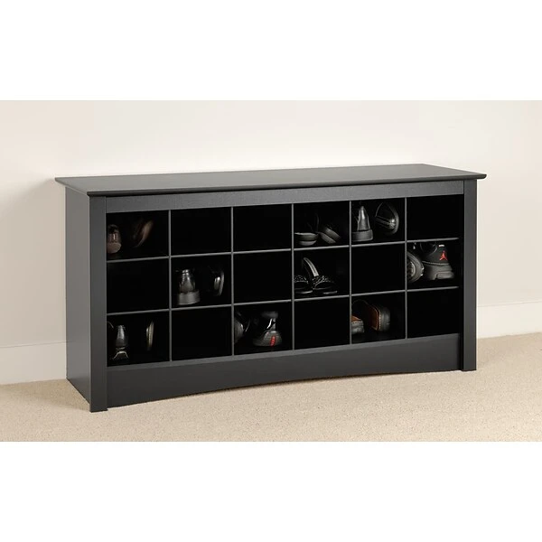 Prepac™ Composite Wood Shoe Storage Cubbie Bench, Black - Image 6