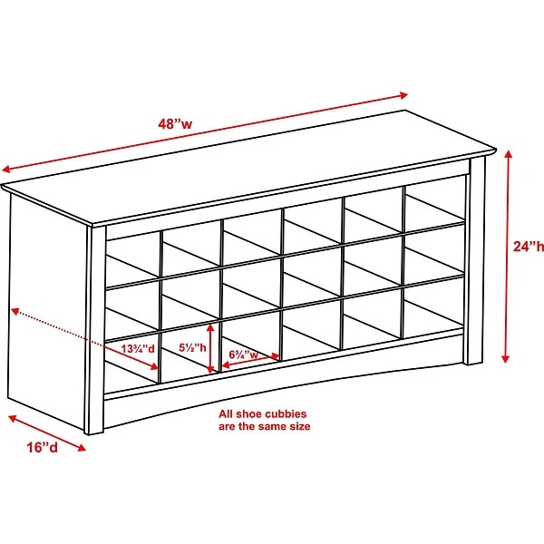 Prepac™ Composite Wood Shoe Storage Cubbie Bench, Espresso - Image 8