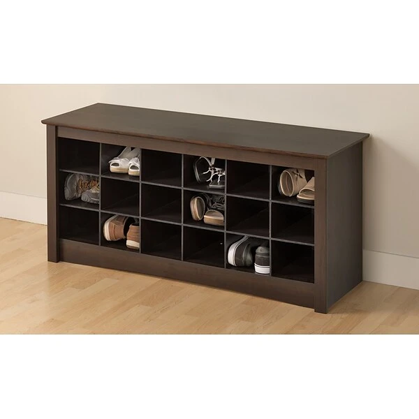 Prepac™ Composite Wood Shoe Storage Cubbie Bench, Espresso - Image 6