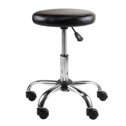 Winsome Cushion Seat Swivel Stool, 22", Black And Chrome (93720)
